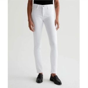 AG The Prima Cigarette Leg White Jeans Womens Ankle